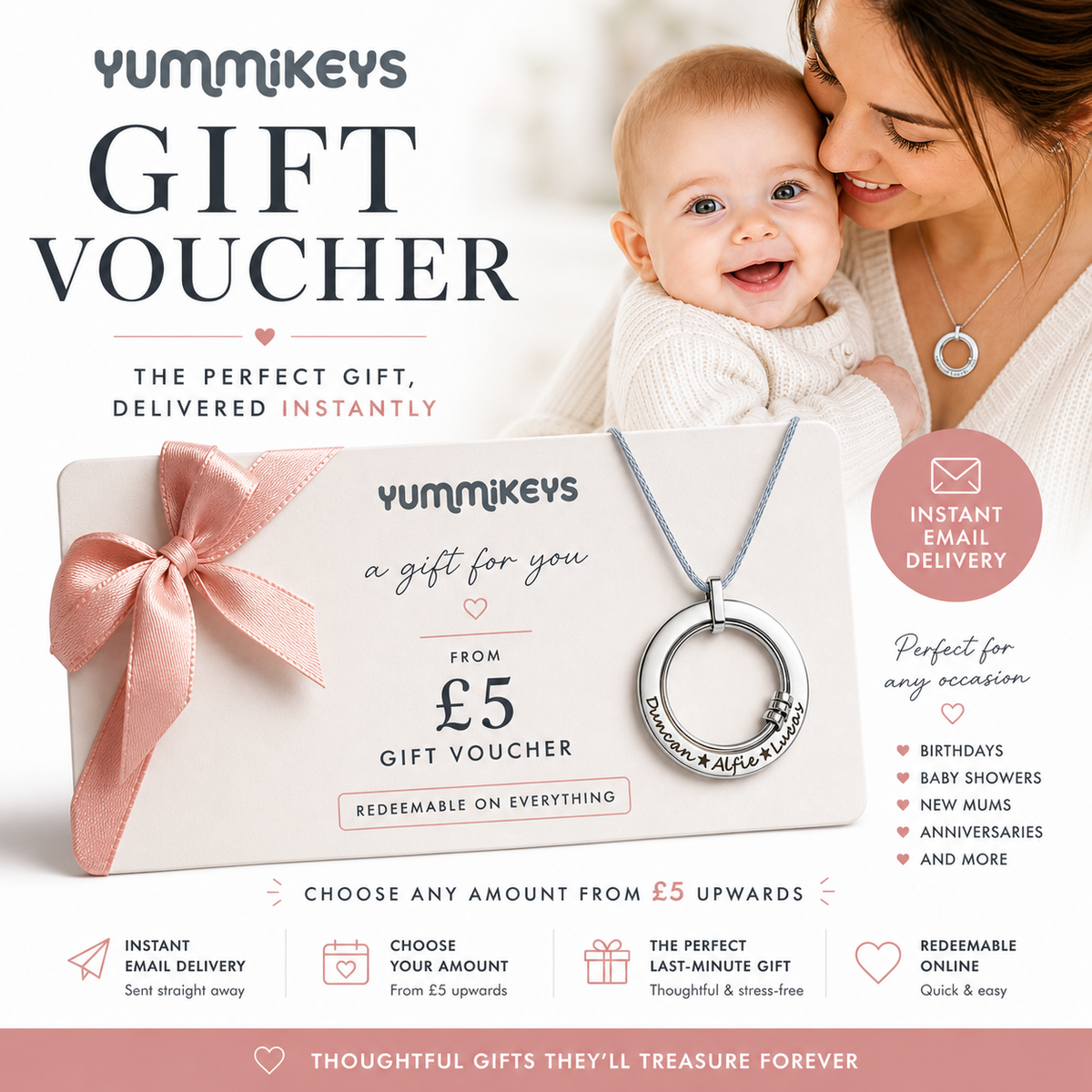 Yummikeys Gift Voucher with free handwritten card in decorative envelope