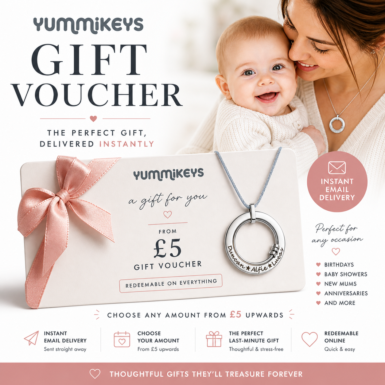 Yummikeys Gift Voucher with free handwritten card in decorative envelope
