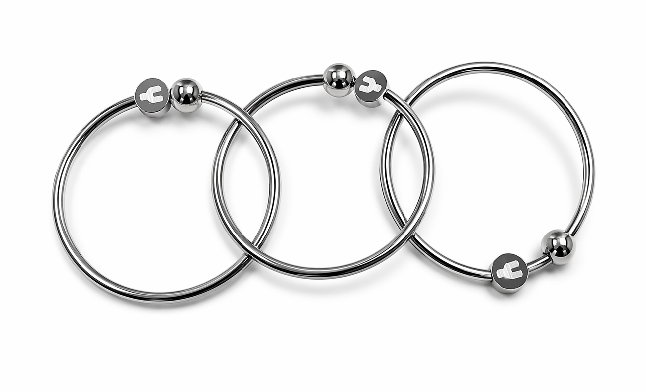 Yummirings stainless steel teething rings for babies with smooth Y bead design, cool to soothe gums and support sensory play