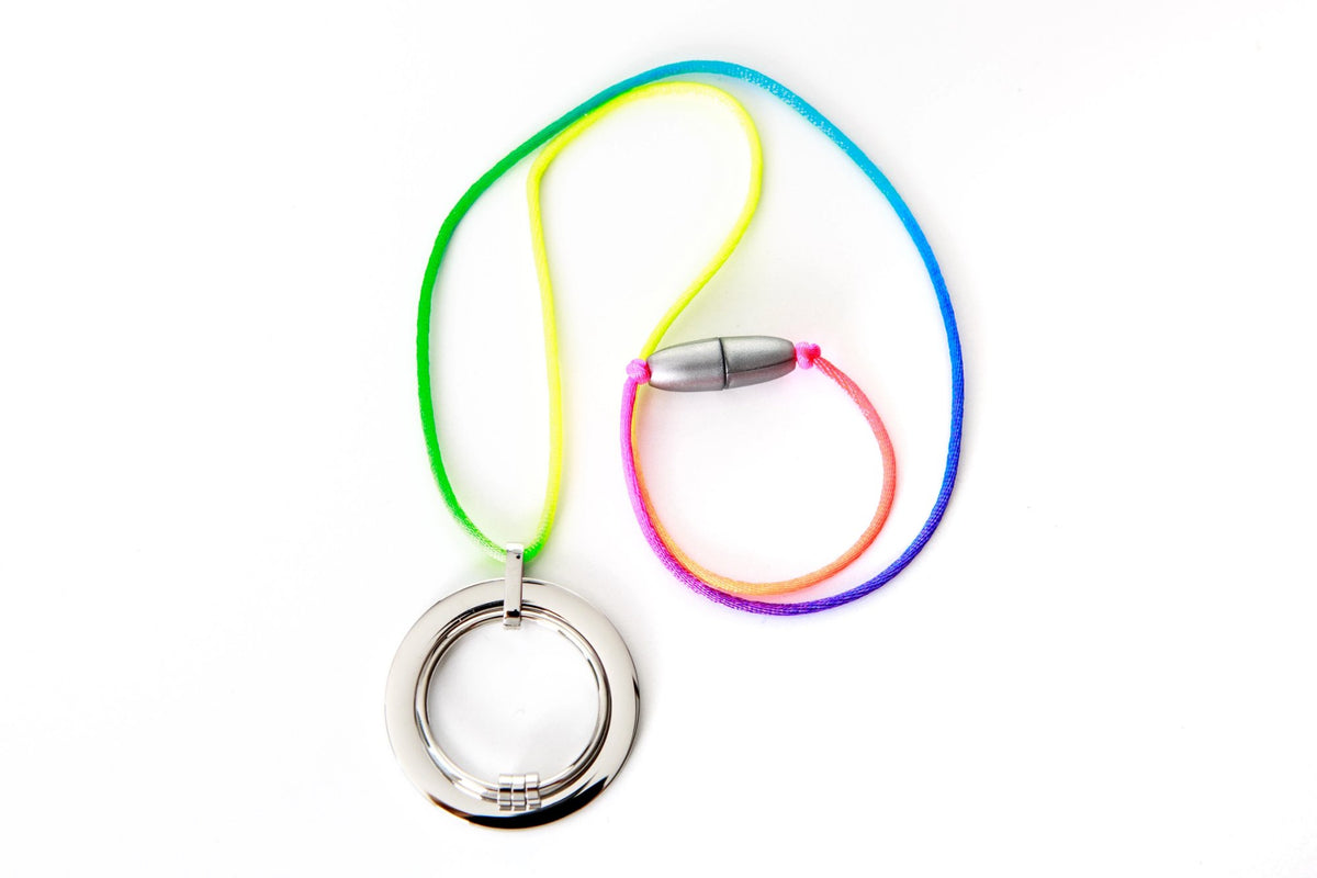 feeding and fidget necklace with rainbow cord